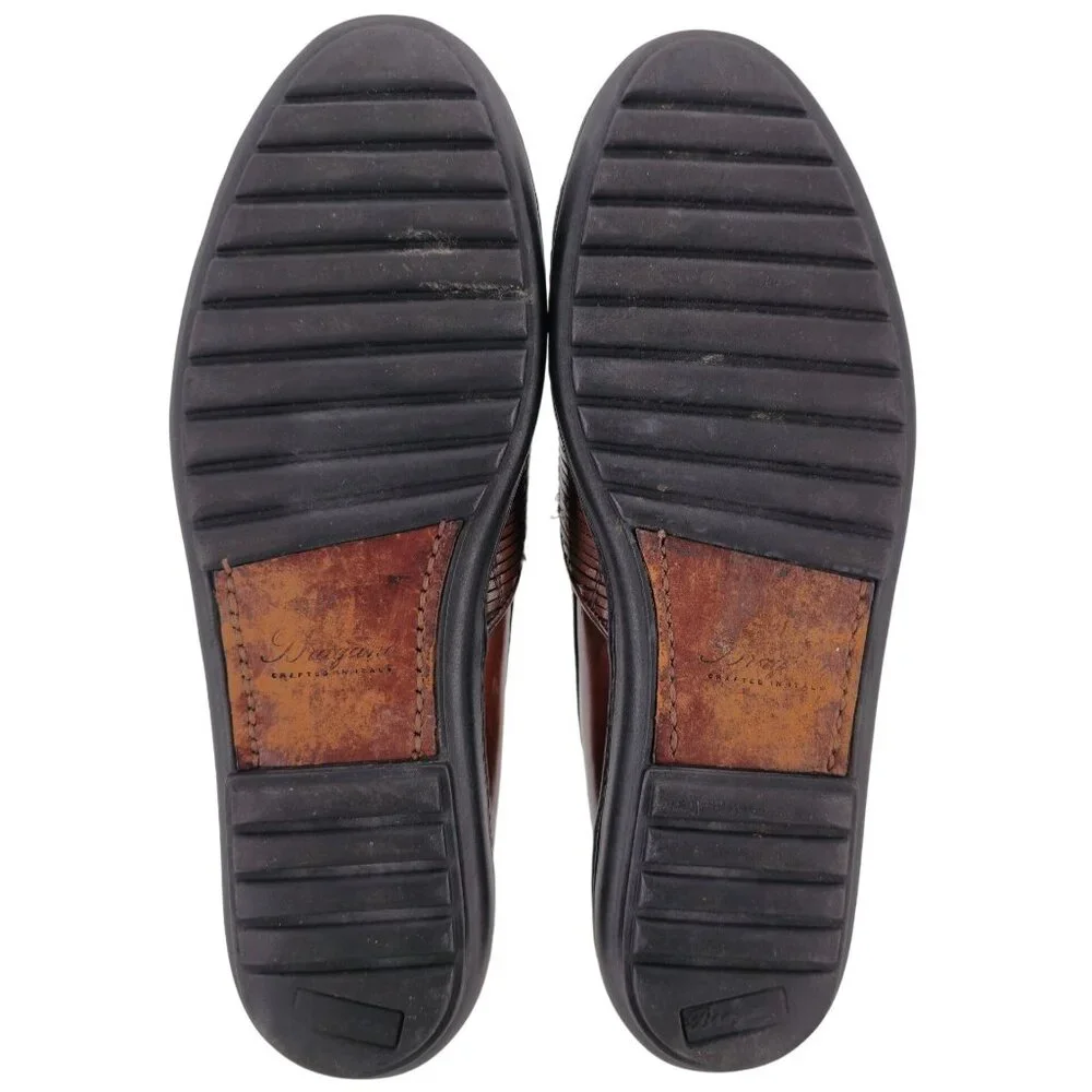 Vintage Bragano Italy Driving Casual Loafers Mens 8M Brown Basket Weave Slip-ons - Picture 3 of 11